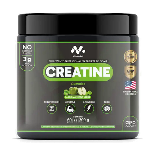 Creatina en gomitas sabor manzana verde